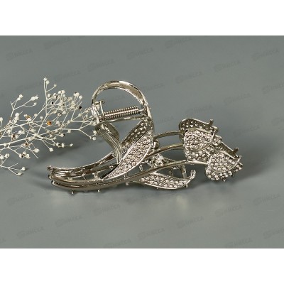 Краб металл. "Цветок" 11см п/сер со стразами №8677