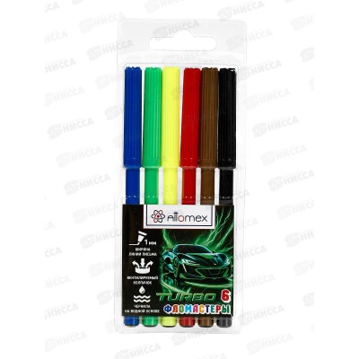 Фломастеры  6цв. Attomex Turbo вент. колп. блистер 5080538 *24 Фломастеры  6цв. Attomex Turbo вент. колп. блистер 5080538 *24