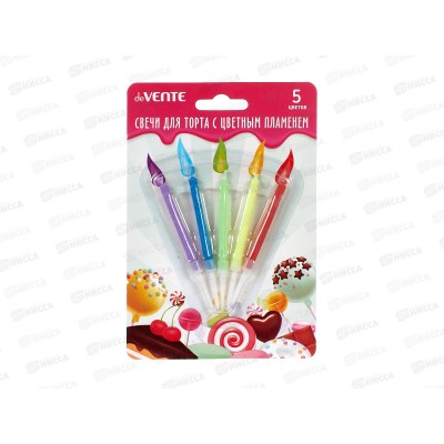 Свечи д/торта deVente Color flame 5шт с цветным огнём  9060800 *24