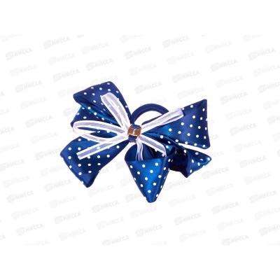 Резинка  д/в "Школьница" бант белый горошек 14см 3522148