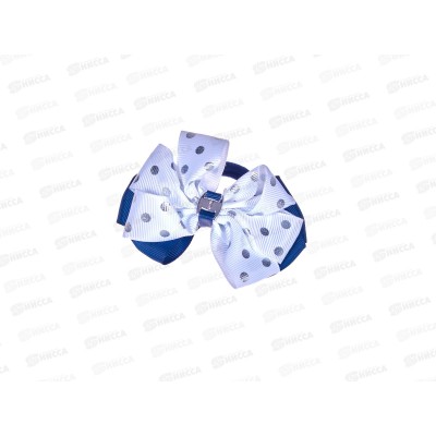 Резинка  д/в &quotШкольница&quot бант горох 8см бело-синий 4098510