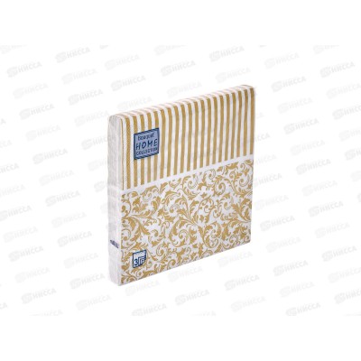 Салфетки 3сл 20л 33*33 Bouquet Home Золотые узоры и полосы,25021*12