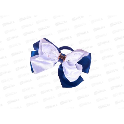 Резинка  д/в "Школьница" бант 12см бело-синий 5181218