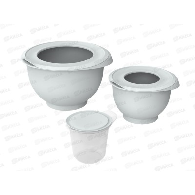 Набор мисок для взбивания с крышкой &quotКулинар&quot №1 (3шт, серый) АП 1060