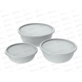 Набор мисок с крышками "Шарм" №1 (3шт, серый) АП 583 (1,3л, 2,3л, 3,7л) Набор мисок с крышками "Шарм" №1 (3шт, серый) АП 583 (1,3л, 2,3л, 3,7л)