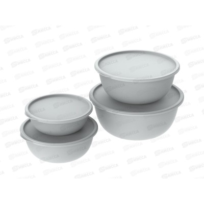 Набор мисок с крышками "Шарм" №4 (4шт, серый) АП 620 (1,3л, 2,3л, 3,7л, 5,6л) *12 Набор мисок с крышками "Шарм" №4 (4шт, серый) АП 620 (1,3л, 2,3л, 3,7л, 5,6л) *12