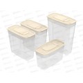 Набор контейнеров для сып. продуктов №1 (4шт) слоновая кость, АП 736 (1л, 1,4лх2, 1,8л)