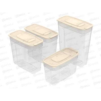 Набор контейнеров для сып. продуктов №1 (4шт) слоновая кость, АП 736 (1л, 1,4лх2, 1,8л) Набор контейнеров для сып. продуктов №1 (4шт) слоновая кость, АП 736 (1л, 1,4лх2, 1,8л)