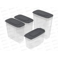 Набор контейнеров для сып. продуктов №1 (4шт) графит, АП 545 (1л, 1,4лх2, 1,8л)  *36