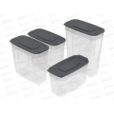 Набор контейнеров для сып. продуктов №1 (4шт) графит, АП 545 (1л, 1,4лх2, 1,8л)  *36