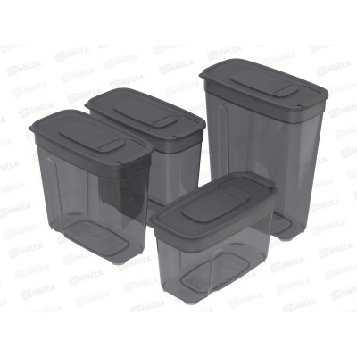 Набор контейнеров для сып. продуктов №1 (4шт) дымчатый, АП 1141 (1л, 1,4лх2, 1,8л) *36 Набор контейнеров для сып. продуктов №1 (4шт) дымчатый, АП 1141 (1л, 1,4лх2, 1,8л) *36