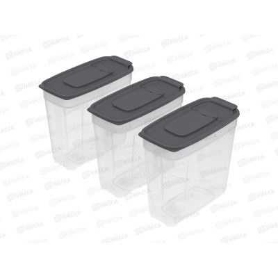 Набор контейнеров для сып. продуктов №8 (3шт) графит (1,4лх3), АП 548 *40 Набор контейнеров для сып. продуктов №8 (3шт) графит (1,4лх3), АП 548 *40