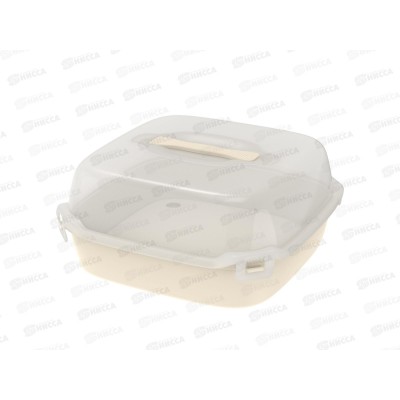 Контейнер для выпечки с ручкой и подложкой (тортовница) слоновая кость, АП 772  (300х300х140мм)  *13