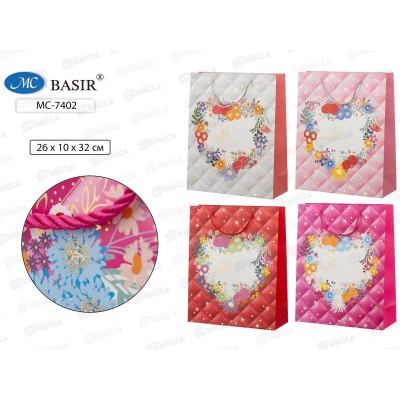 Пакет подароч. бумажный, 26*10*32см, Сердце МС-7402 *20