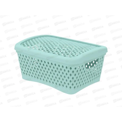 Корзинка с крышкой &quotРомбики&quot S мята, АП 455  (255х190х120мм)
