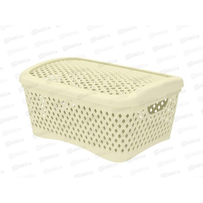 Корзинка с крышкой "Ромбики" М ваниль, АП 442  (295х220х140мм)