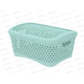 Корзинка с крышкой "Ромбики" М мята, АП 457  (295х220х140мм)