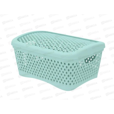 Корзинка с крышкой "Ромбики" М мята, АП 457 (295х220х140мм) Корзинка с крышкой "Ромбики" М мята, АП 457 (295х220х140мм)