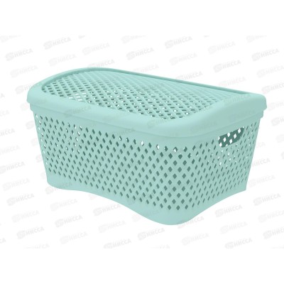Корзинка с крышкой "Ромбики" L мята, АП 459 (340х250х170мм) Корзинка с крышкой "Ромбики" L мята, АП 459 (340х250х170мм)