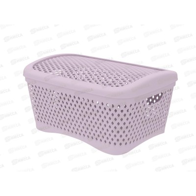 Корзинка с крышкой "Ромбики" L пепел розы, АП 460  (340х250х170мм)
