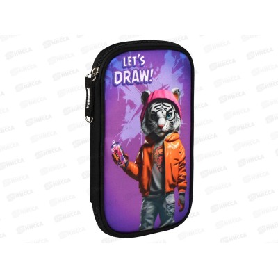 Пенал ФЕН Белый тигр 13,3*21*2,5 молния 65504 *24 Пенал ФЕН Белый тигр 13,3*21*2,5 молния 65504 *24