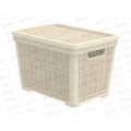 Корзина плетёная с крышкой "Лён" 22л, слоновая кость, АП 452  (400х284х264мм) Корзина плетёная с крышкой "Лён" 22л, слоновая кость, АП 452  (400х284х264мм)