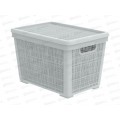 Корзина плетёная с крышкой &quotЛён&quot 22л, серый, АП 475  (400х284х264мм)