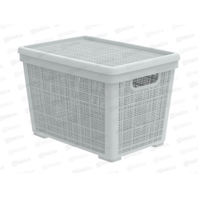 Корзина плетёная с крышкой "Лён" 22л, серый, АП 475  (400х284х264мм)