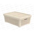 Корзина плетёная с крышкой &quotЛён&quot 35л, слоновая кость, АП 453  (568х400х203мм)