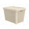 Корзина плетёная с крышкой &quotЛён&quot 65л, слоновая кость, АП 454  (568х400х391мм)