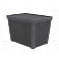 Корзина плетёная с крышкой &quotЛён&quot 65л, графит, АП 481  (568х400х391мм)