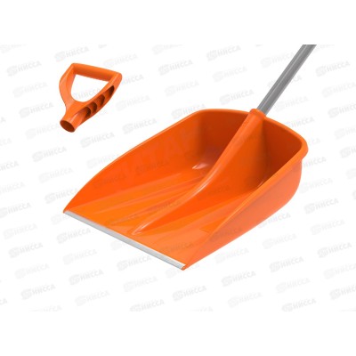 Лопата снеговая с мет. планкой и черенком и ручкой &quotТитан Премиум&quot 470х360мм, АП 1084