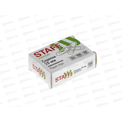 Скрепки STAFF 28мм 100шт, эконом оцинк.224799  *10