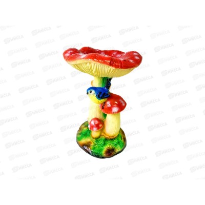 Фигура садовая из гипса &quotТри мухомора с синичкой&quot (290*220мм) арт.449