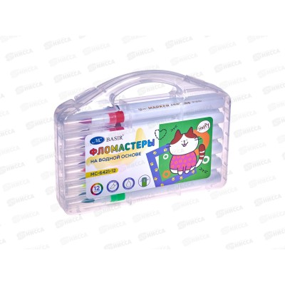 Фломастеры 12цв. BASIR Кошки, с мягкой кистью в/о МС-6421-12 *30/120