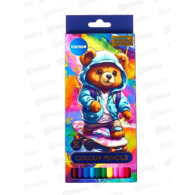 Карандаши 12цв CENTRUM Мишка, длин 177 мм., пл., 86152 *12/144 Карандаши 12цв CENTRUM Мишка, длин 177 мм., пл., 86152 *12/144