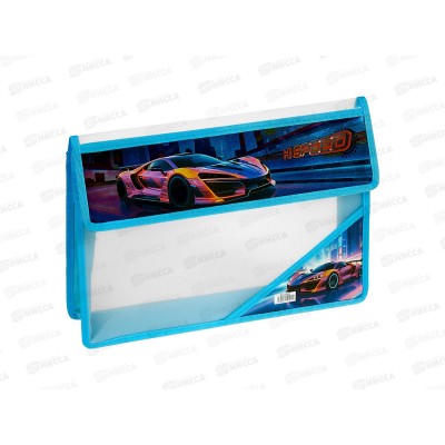 Папка с кноп. А4 прозрачный пластик, дизайн на уголке, 50мм, 12 диз. D-608B-1019