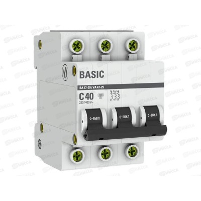 Автоматический выключатель ВА47-29 3P 40А 4,5кА C EKF Basic *4/40