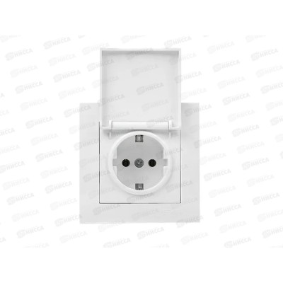 Розетка EKF PROxima Валенсия одинарная с заземлением скрытой установки 16А белая с крышкой, защитные шторки, IP44