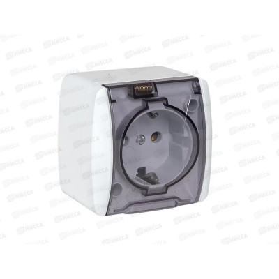 Розетка EKF Владивосток Розетка одинарная 16А с заземлением, с прозрачной крышкой, IP54