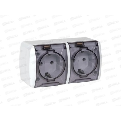 Розетка EKF Владивосток Розетка двойная 16А с заземлением, с прозрачной крышкой, IP54 Розетка EKF Владивосток Розетка двойная 16А с заземлением, с прозрачной крышкой, IP54