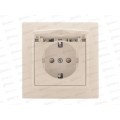 Розетка EKF Минск одинарная СП с зазеилением с крышкой и защитными шторками 16А бежевая EKF