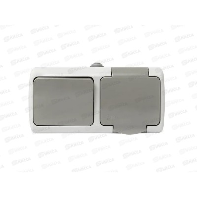 Блок EKF Мурманск розетка+выкл. 16А с заземлением с крышкой, IP54 серый Блок EKF Мурманск розетка+выкл. 16А с заземлением с крышкой, IP54 серый