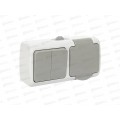 Блок EKF Мурманск розетка+ 2кл.выкл. 16А с заземлением с крышкой, IP54 серый Блок EKF Мурманск розетка+ 2кл.выкл. 16А с заземлением с крышкой, IP54 серый