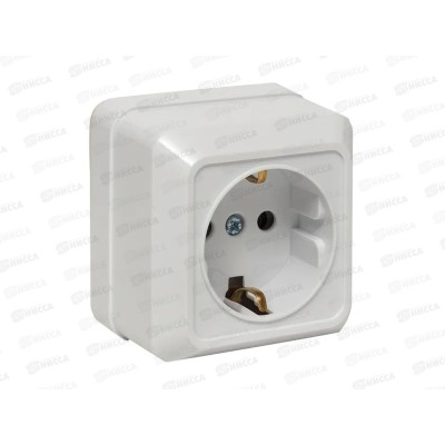 Розетка EKF Рим 1-местная 16А с заземелением, открытой уставновкибелая *10/200