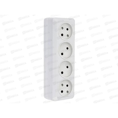 Розетка EKF Рим 4-местная 10А открытой устьановки, белая