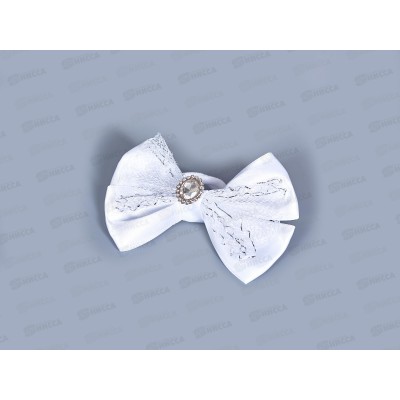Бант шелк капрон стразы камень белый 9см №151 Бант шелк капрон стразы камень белый 9см №151