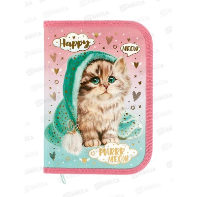 Пенал Hatber 19*13 Милый котик 1 отд, молн.46057 *12