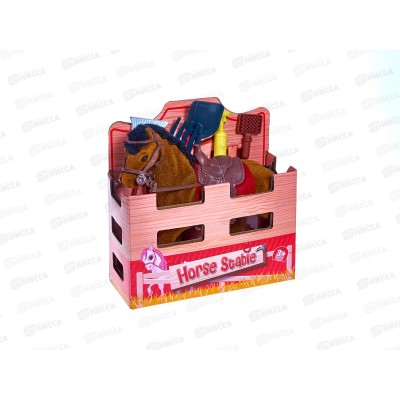 Игрушка Лошадь 3211N флоковая, с аксессуарами   гб