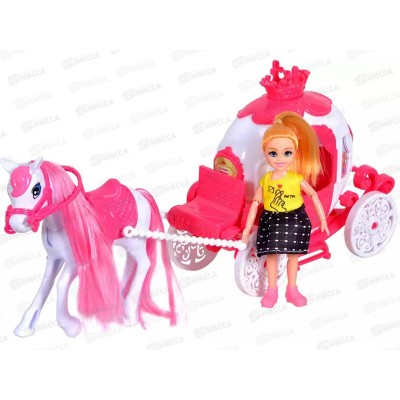 Карета JN691-10 с лошадью и куклой в коробке   гб